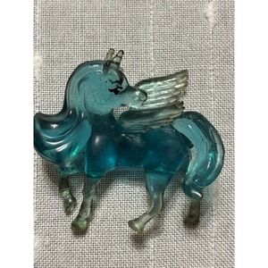 Greenbrier International Translucent Blue Unicorn Pegasus Horse Figure (Small)